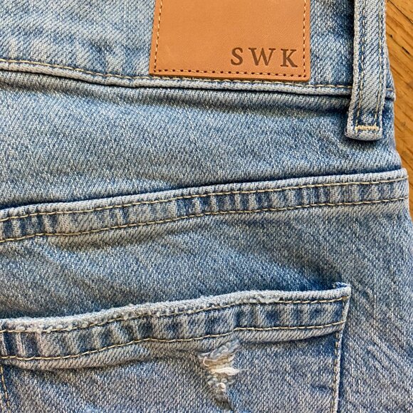 Anthropologie SWK The Girlfriend Jeans Size 24.X 32 Button Fly Stretch Womens - Picture 7 of 8